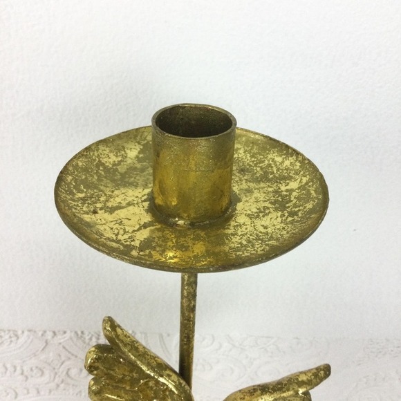 Vintage cherub gold tone metal taper candlestick holder Philippines - Picture 2 of 9